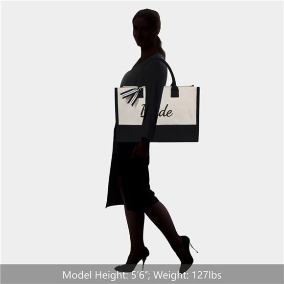 TOPDesign Canvas Tote Bag for Bride, Personalized Bride Gifts for Wedding Bridal